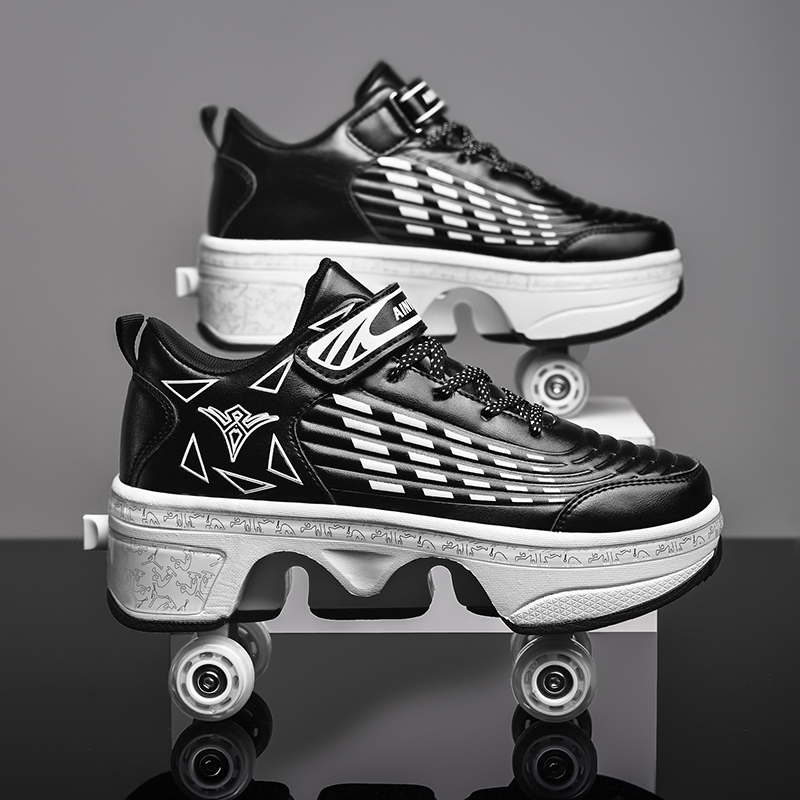 Running Shoes - รองเท้าสเก็ตแบบมีล้อ 4 ล้อ สำหรับเด็กวัยรุ่น แบบพับเก็บได้ เหมาะสำหรับเดิน