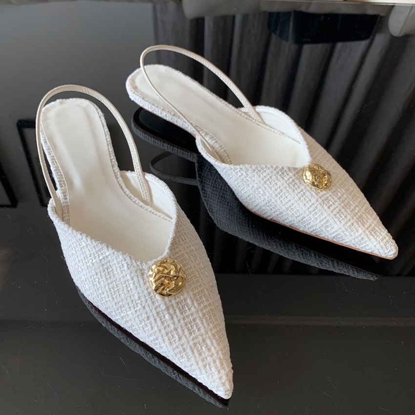 Sandals - รองเท้าส้นเตี้ยแบบสวม รุ่นใหม่ ปี 2025 สำหรับผู้หญิง ดีไซน์หัวแหลม